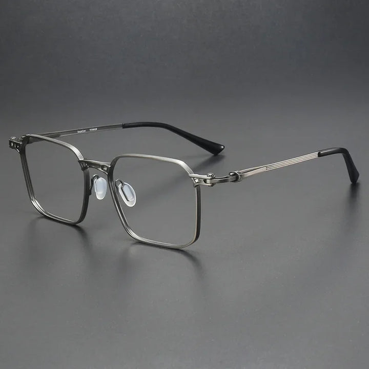 Aror Unisex Full Rim Big Square Titanium Eyeglasses 49418 Full Rim Aror GRAY