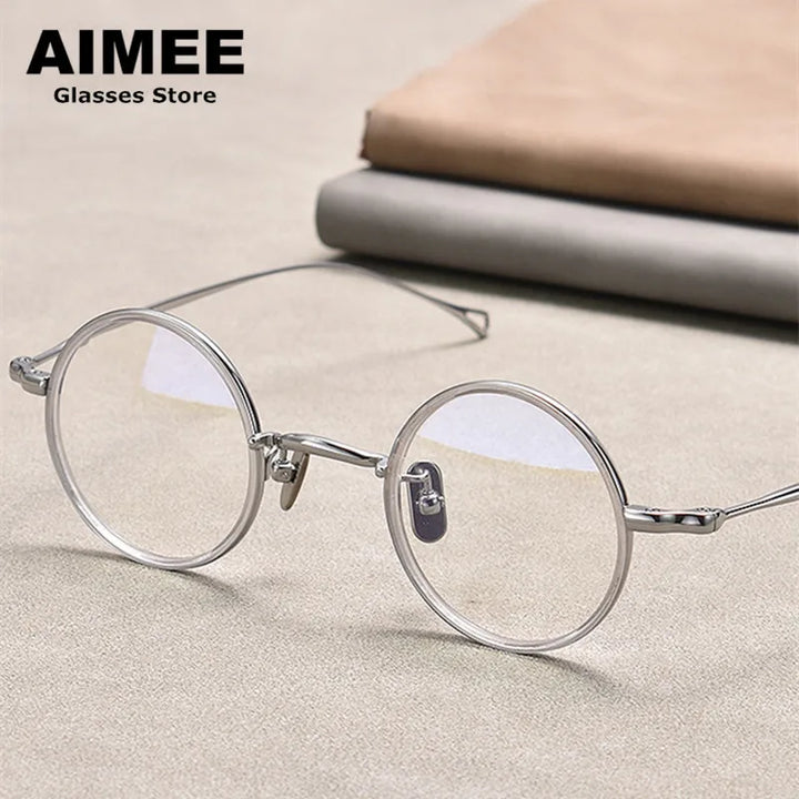 Aimee Unisex Full Rim Round Titanium Acetate Eyeglasses 22008