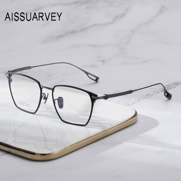 Aissuarvey Men's Full Rim Square Titanium Eyeglasses 5217145 Full Rim Aissuarvey Eyeglasses   