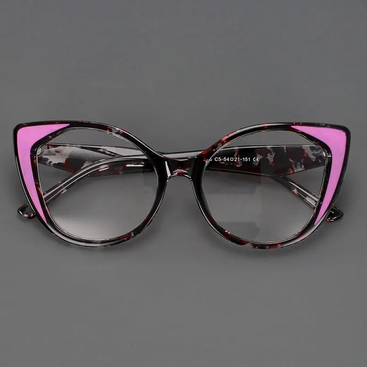 CCSpace Women's Full Rim Square Cat Eye Tr 90 Titanium Eyeglasses 56980 Full Rim CCspace C5Purple  
