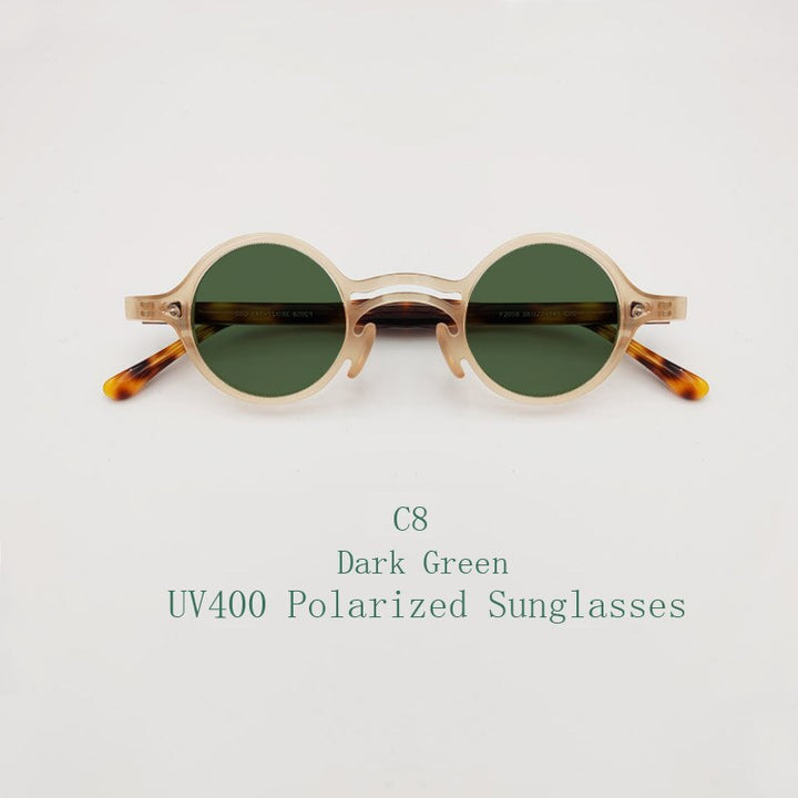 Yujo Unisex Full Rim Small Round Titanium Acetate Eyeglasses Or Polarized Sunglasses Full Rim Yujo C8 China 