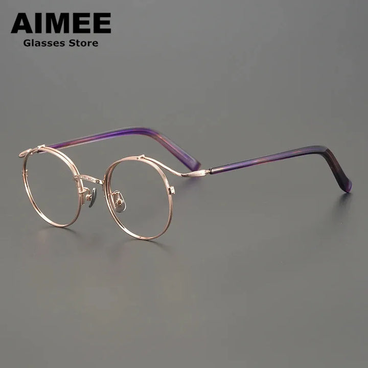 Aimee Unisex Full Rim Round Titanium Eyeglasses 14044 Full Rim Aimee   