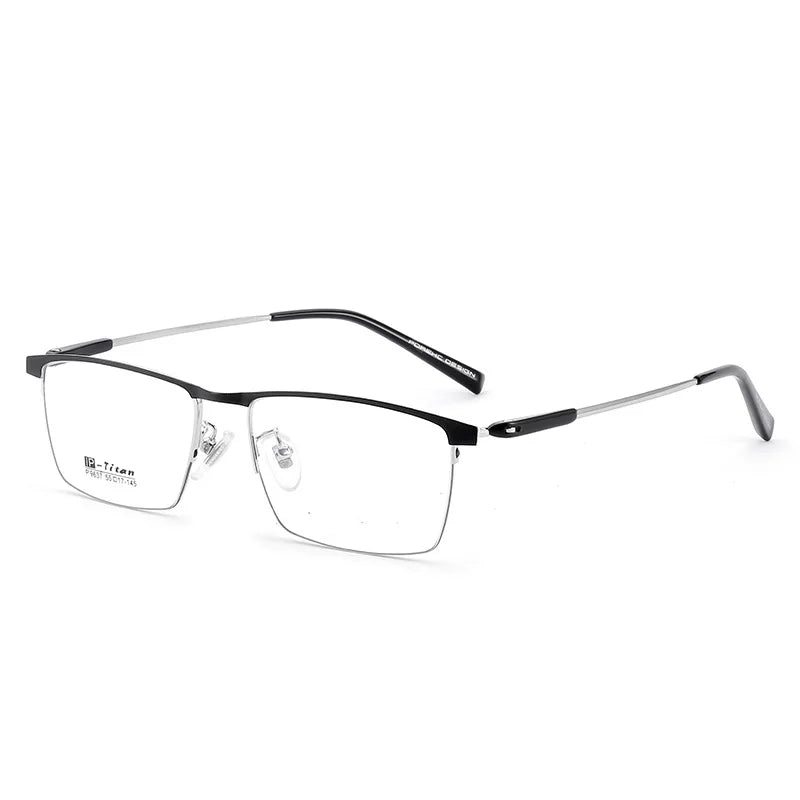 KatKani Unisex Semi Rim Square Alloy Eyeglasses 9367 Semi Rim KatKani Eyeglasses Black Silver  