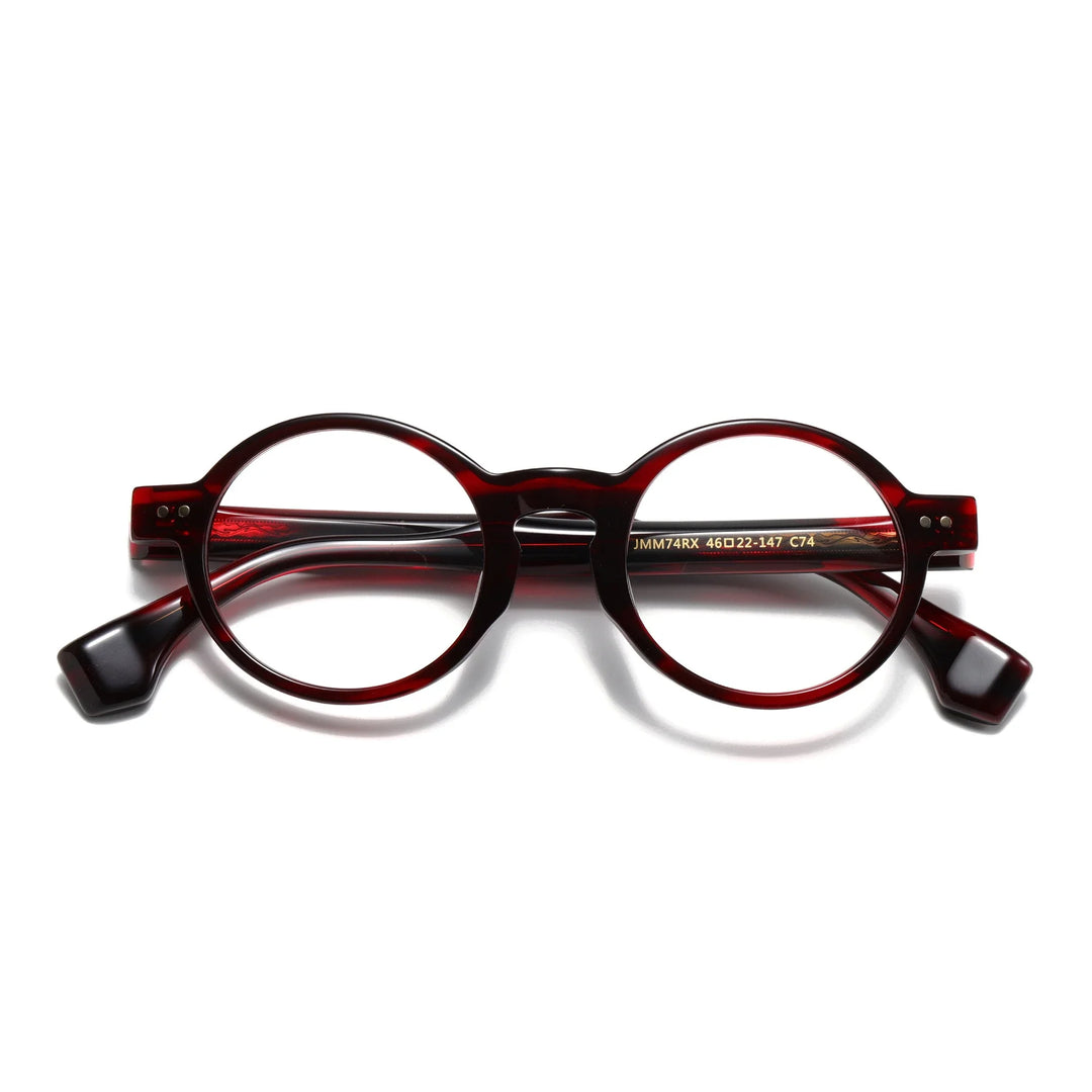 Aror Unisex Full Rim Round Acetate Thick Temple Eyeglasses 942741 Full Rim Aror red stripe