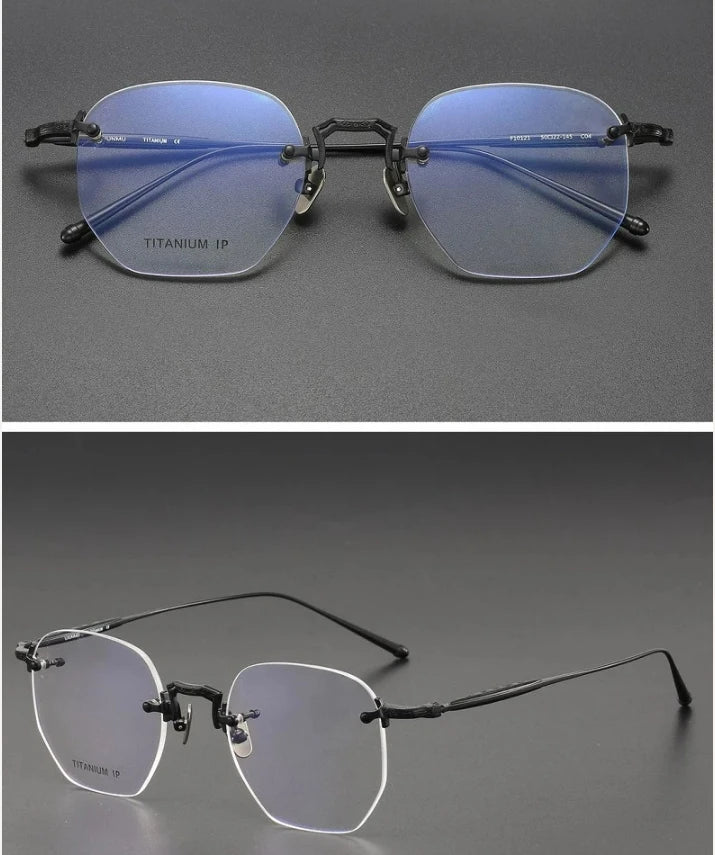 Bobbie Unisex Rimless Polygon Oval Titanium Eyeglasses 452250