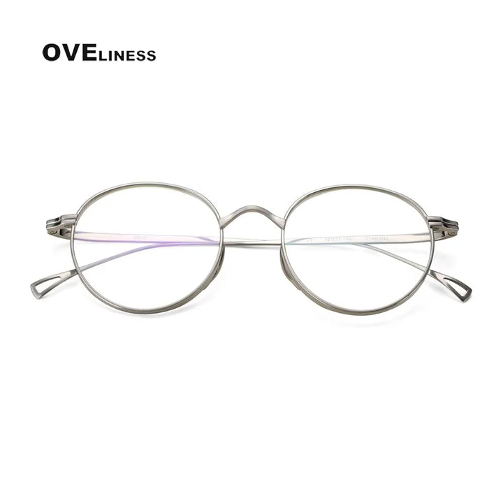 Oveliness Unisex Full Rim Oval Round Titanium Eyeglasses 10518 Full Rim Oveliness Silver