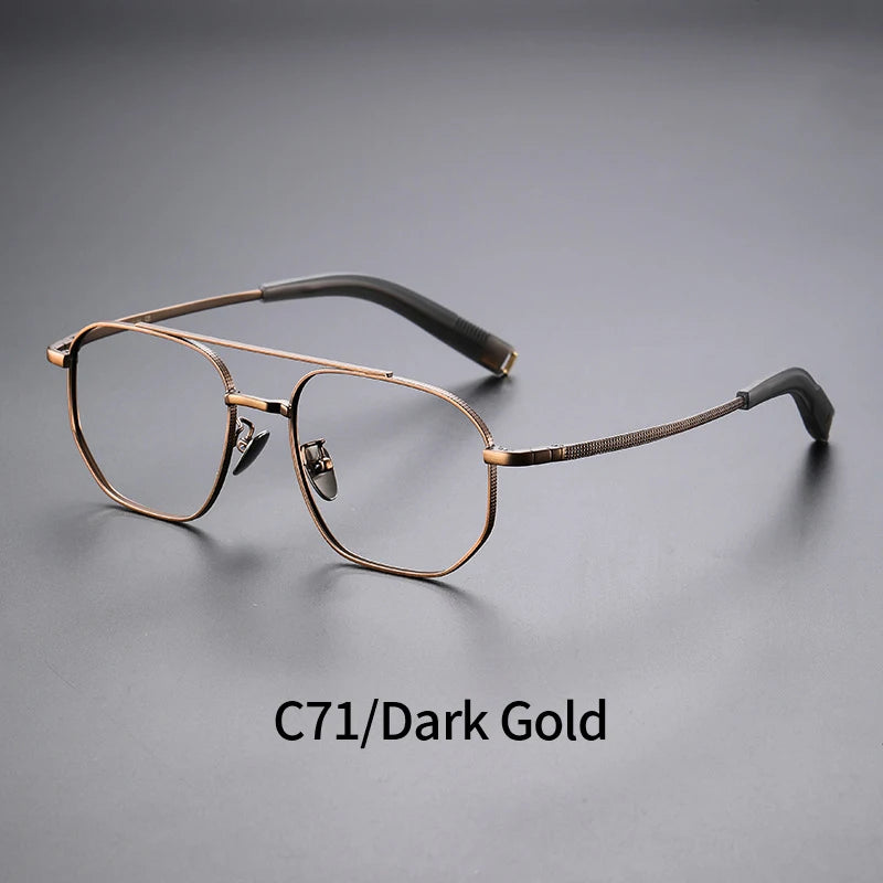 Hdcrafter Unisex Full Rim Big Square Double Bridge Titanium Eyeglasses 607518