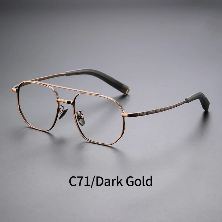 Hdcrafter Unisex Full Rim Big Square Double Bridge Titanium Eyeglasses 607518