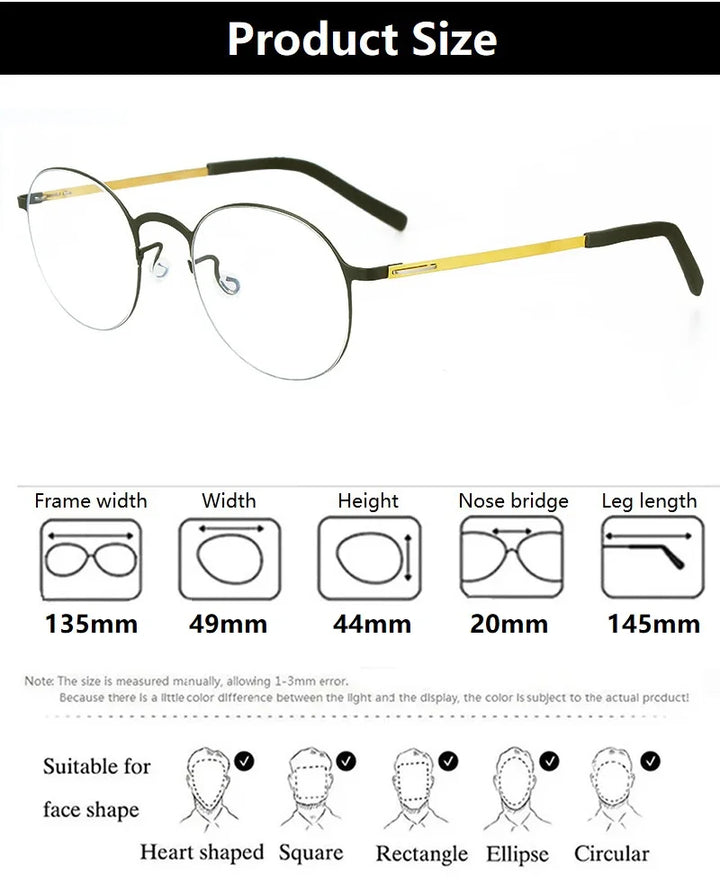 Aimee Women's Full Rim Round Screwless Titanium Eyeglasses 198808