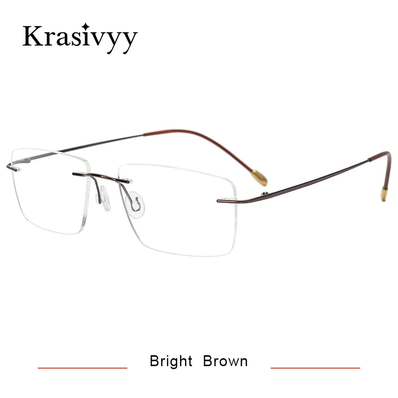 Krasivyy Unisex Rimless Square Titanium Eyeglasses 71611