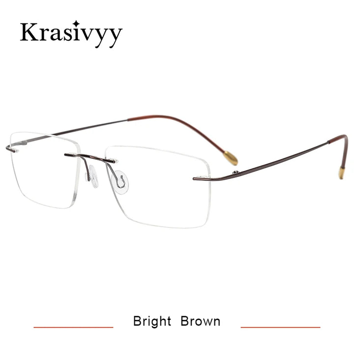 Krasivyy Unisex Rimless Square Titanium Eyeglasses 71611