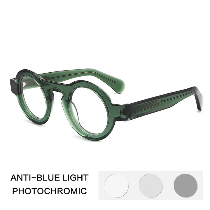 Gatenac Unisex Full Rim Round Acetate Photochromic Reading Glasses 842218