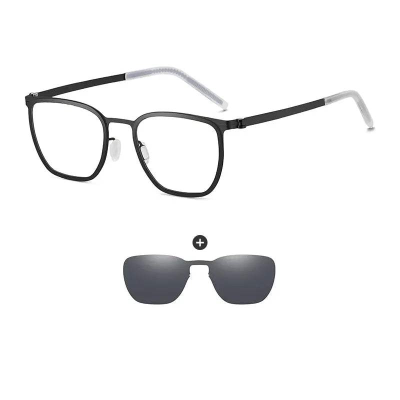 Gmei 790849 Unisex Full Rim Square Steel Frames Clip On Sunglasses FuzWeb