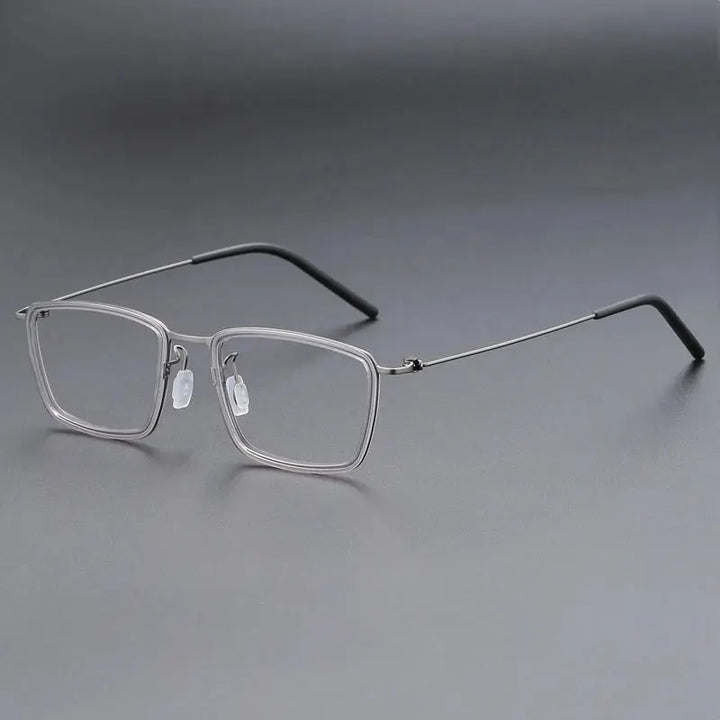 Gatenac Unisex Full Rim Square Acetate Titanium Eyeglasses 699853 FuzWeb