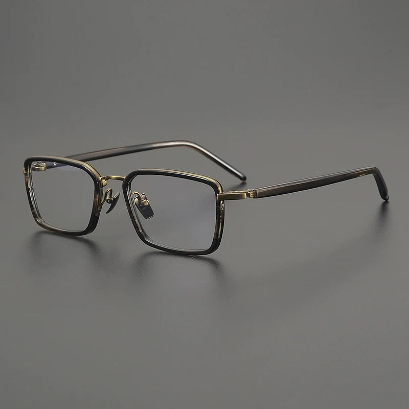 Gatenac Unisex Full Rim Big Square Titanium Acetate Eyeglasses G2172