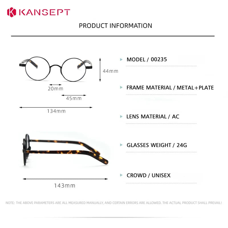 Kansept Women's Full Rim Round Tr 90 Alloy Reading Glasses 400235