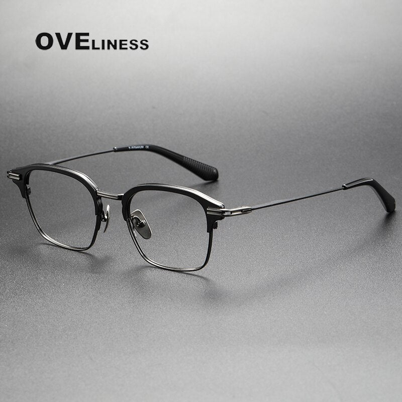 Oveliness Unisex Full Rim Square Titanium Eyeglasses Dxt142 Full Rim Oveliness black gun  