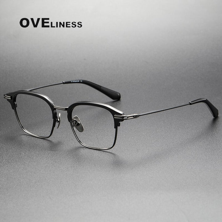 Oveliness Unisex Full Rim Square Titanium Eyeglasses Dxt142 Full Rim Oveliness black gun  
