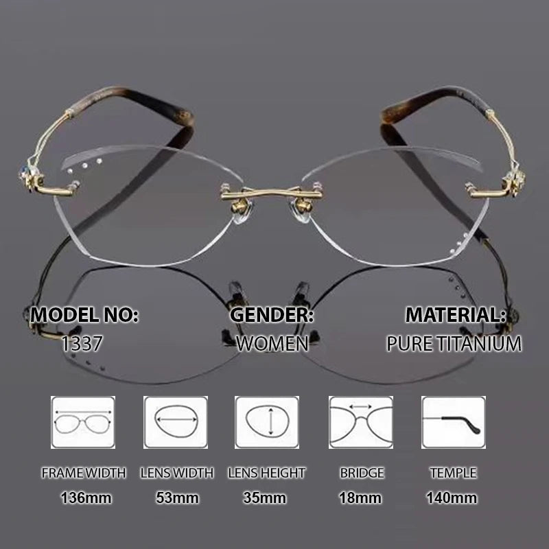 Chashma Ottica 1337 women's rimless oval titanium prescription eyeglasses — view 2