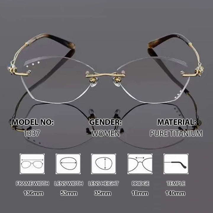 Chashma Ottica 1337 women's rimless oval titanium prescription eyeglasses — view 2