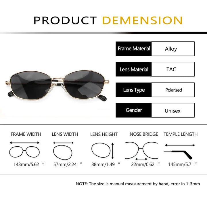 Esnbie 253111 Unisex Full Rim Oval Square Alloy Sunglasses Esnbie