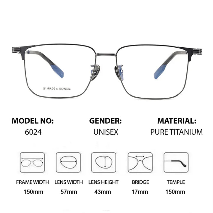 Chashma Ottica Men's Full Rim Square Titanium Eyeglasses 966024