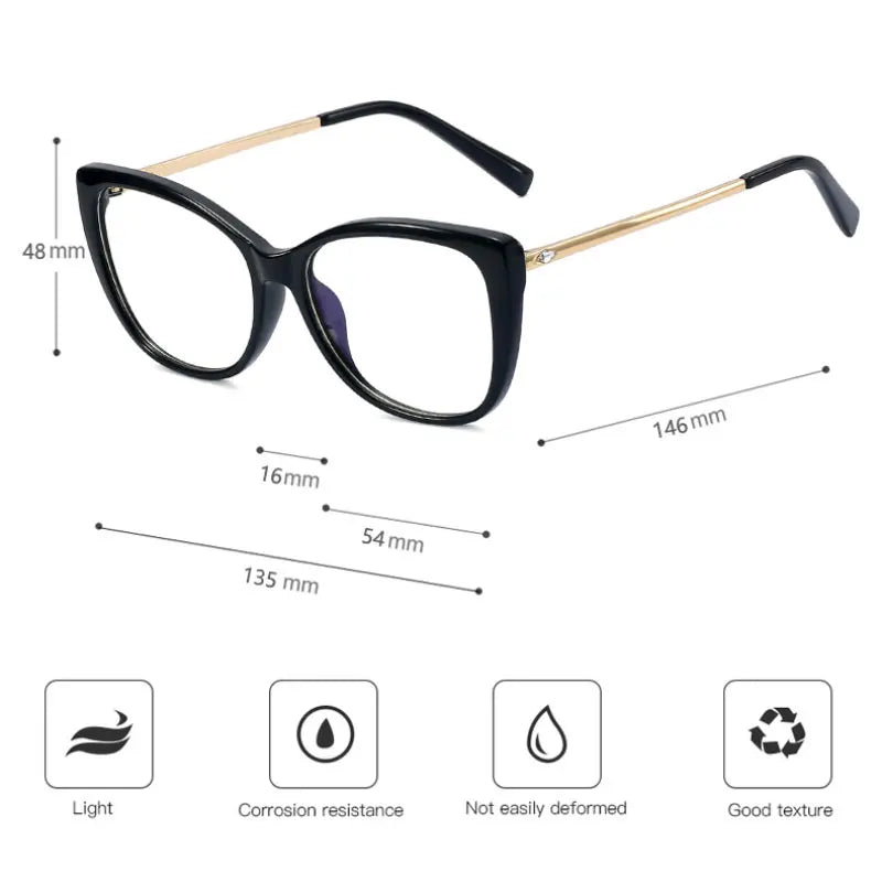 Handoer Women's Full Rim Square Cat Eye Tr 90 Alloy Eyeglasses 93376