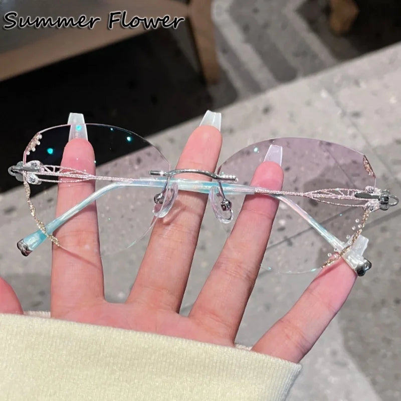 Summer Flower Women's Rimless Butterfly Titanium Eyeglasses 580513