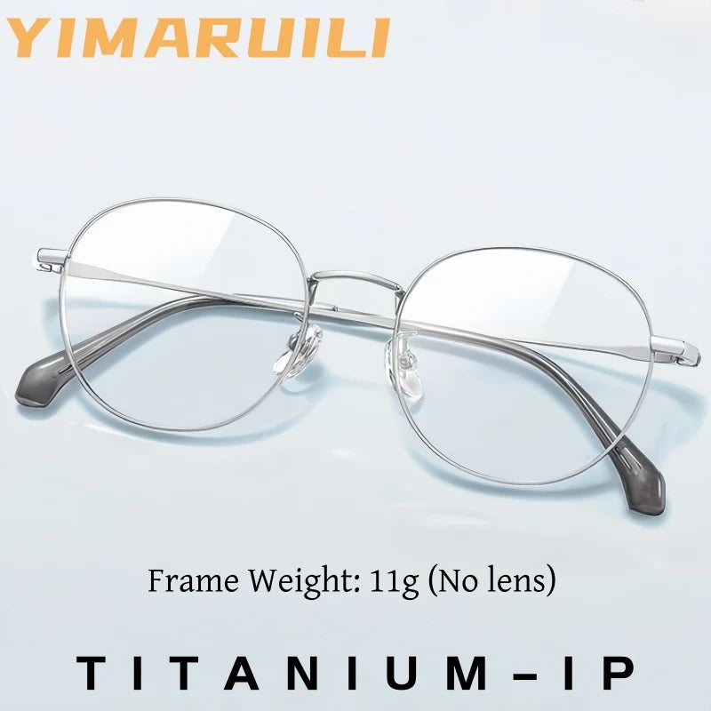 Yimaruili Unisex Full Rim Round Pure Titanium Eyeglasses 23822 — view 1 | Yimaruili at FuzWeb