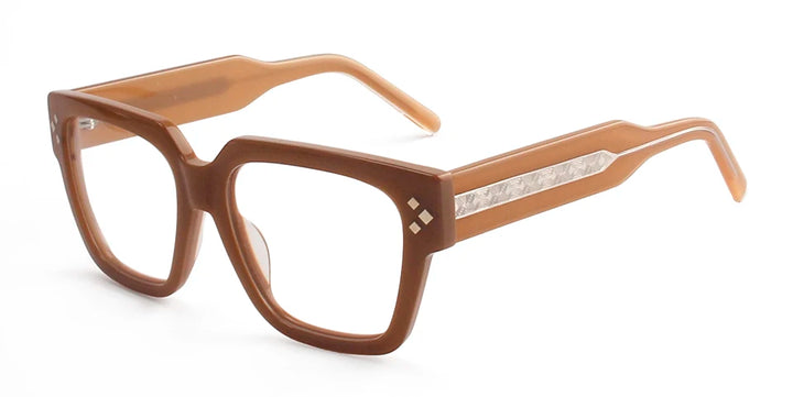 Esnbie Unisex Full Rim Polygon Square Rivet Acetate Eyeglasses 712371