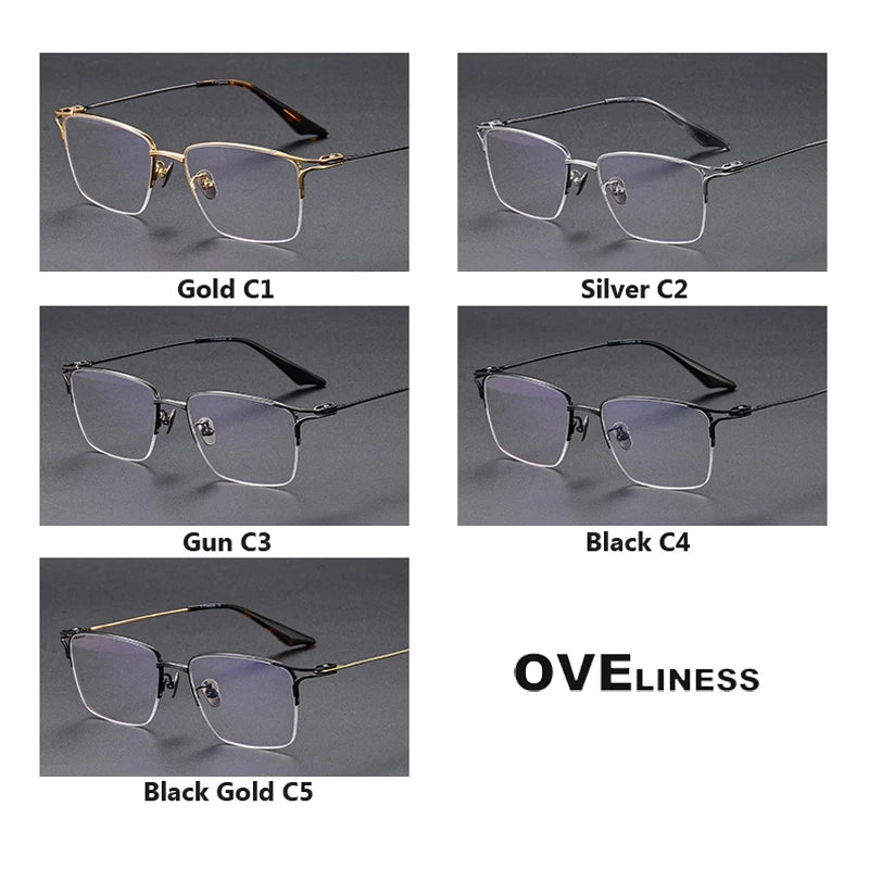 Oveliness Unisex Semi Rim Square Titanium Eyeglasses 8002 Semi Rim Oveliness   