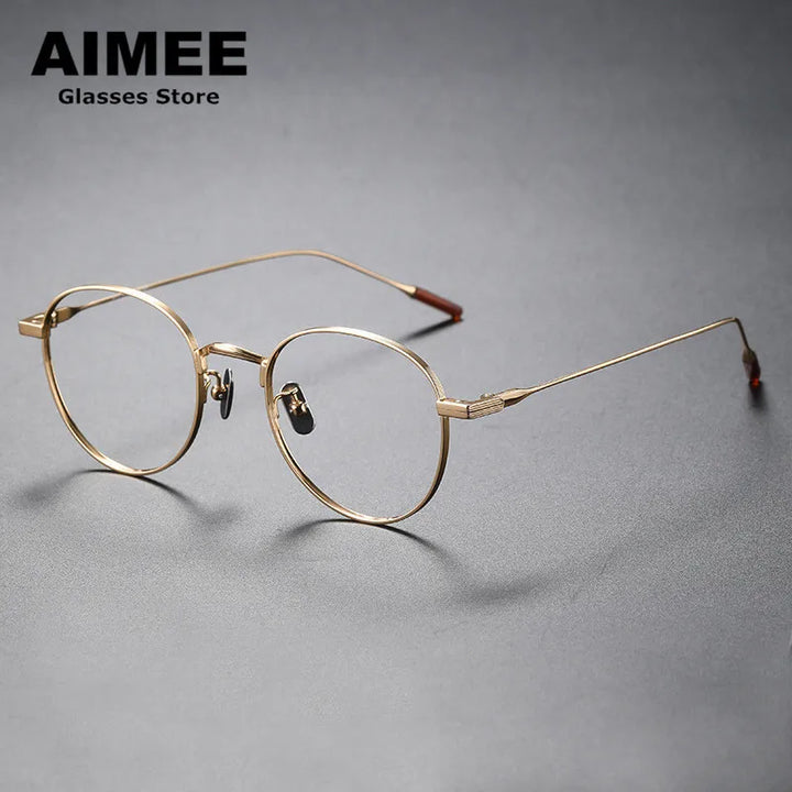 Aimee Unisex Full Rim Round Titanium Eyeglasses 80804 Full Rim Aimee   