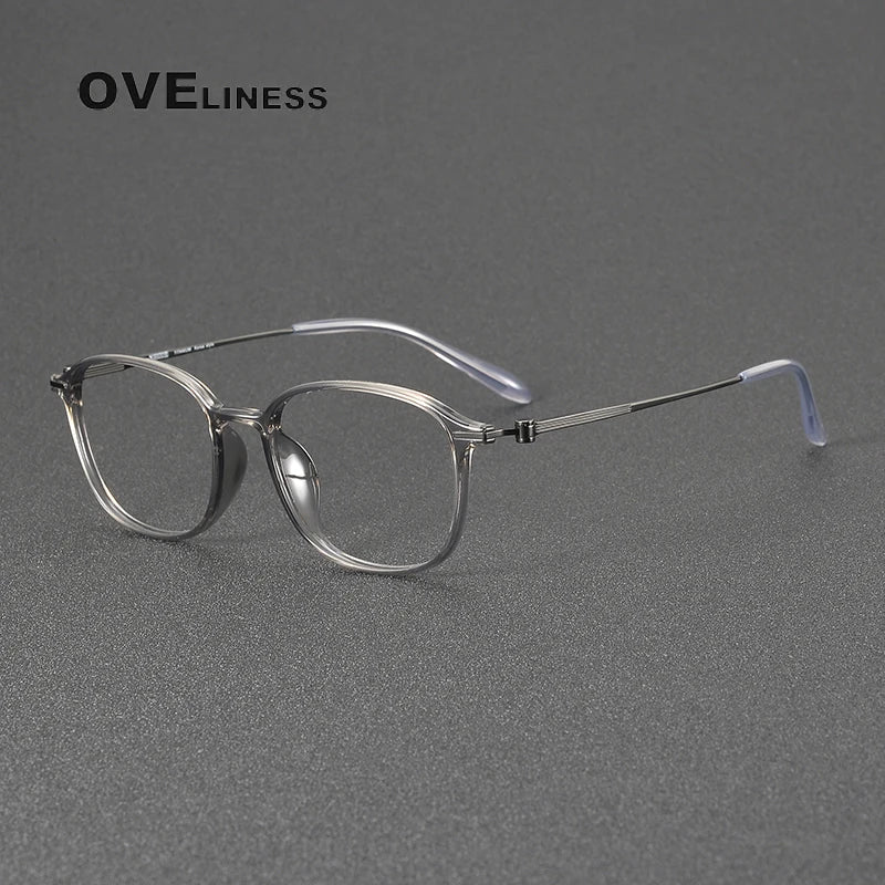 Oveliness Women's Full Rim Square Titanium Ultem Eyeglasses 8670 Full Rim Oveliness grey gun  