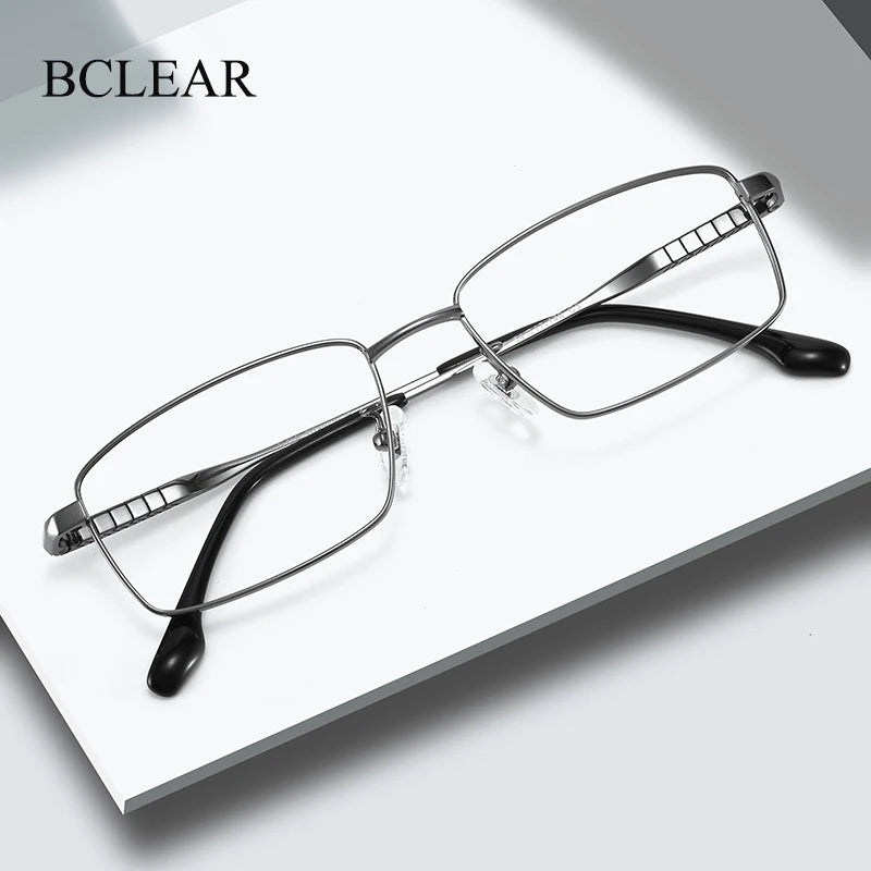 Bclear Men's Full Rim Square Titanium Eyeglasses 86699 Full Rim Bclear   