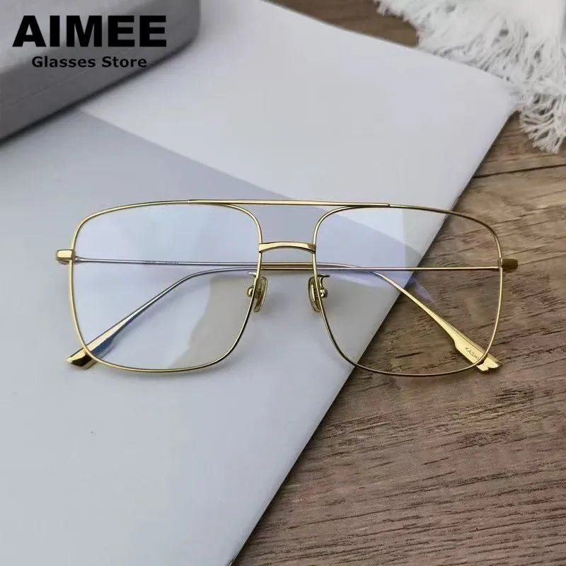 Aimee Unisex Full Rim Square Double Bridge Titanium Eyeglasses 581463