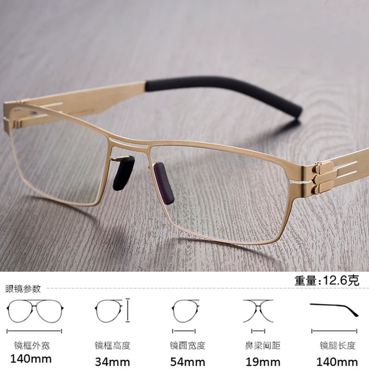 Black Mask Unisex Full Rim Square Screwless Steel Eyeglasses 52709
