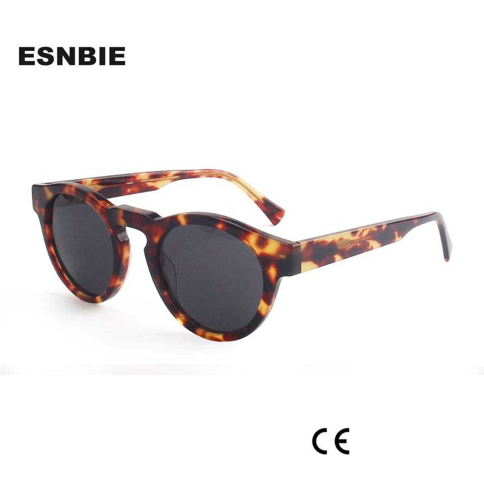 Esnbie Unisex Full Rim Oval Round Acetate Tac Sunglasses 241001.