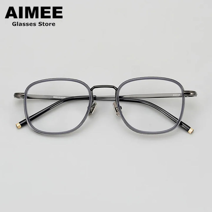Aimee Unisex Full Rim Square Acetate Titanium Eyeglasses 21140