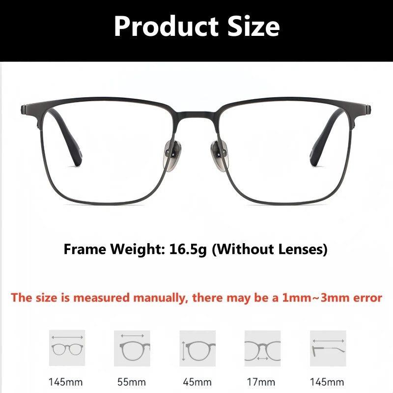 Yimaruili Men's Full Rim Square Titanium Eyeglasses 670809