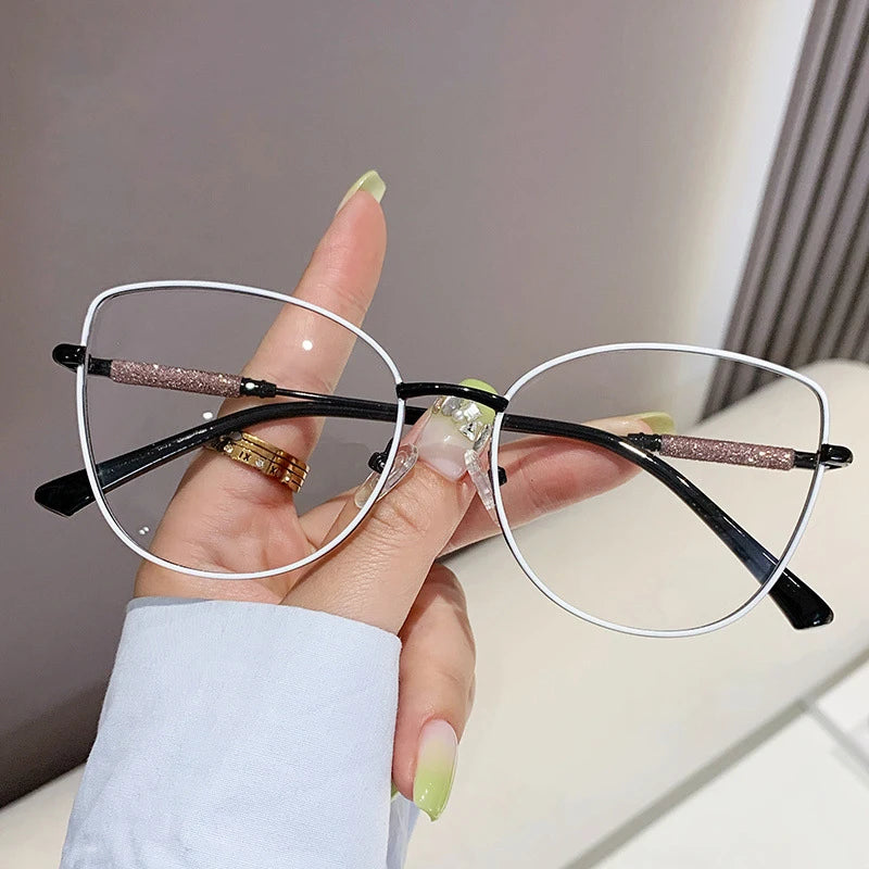 Vicky Women's Full Rim Square Cat Eye Alloy Reading Glasses 637140