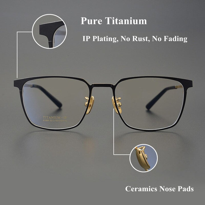 Chashma Men's Full Rim Square Titanium Eyeglasses 91064 Full Rim Chashma   