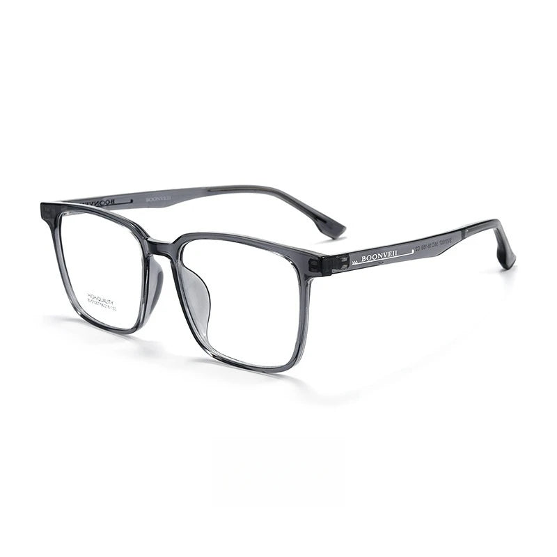 Yimaruili Men's Full Rim Big Square Tr 90 Eyeglasses 51007 Full Rim Yimaruili Eyeglasses Transparent Gray  