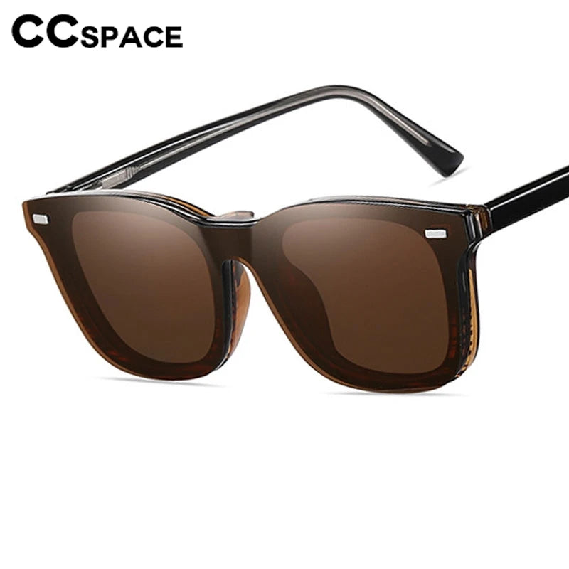 CCSpace Women's Full Rim Square Tr 90 Alloy Eyeglasses Clip On Sunglasses 304051