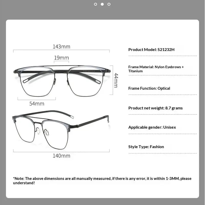 Aror Full Rim 212320 Men’s Double Bridge Screwless Titanium Frames FuzWeb