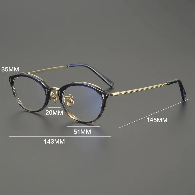 Gatenac Unisex Full Rim Oval Titanium Acetate Eyeglasses 762156 FuzWeb