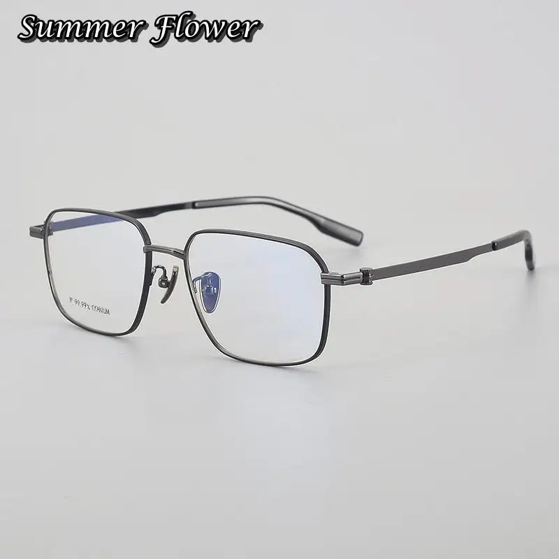 Summer Flower Men's Full Rim Polygon Square Titanium Eyeglasses 60204