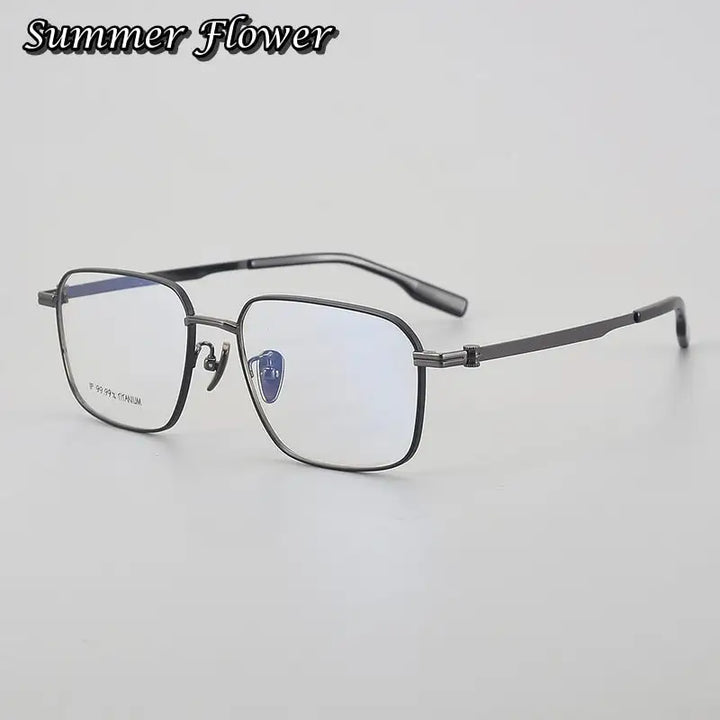 Summer Flower Men's Full Rim Polygon Square Titanium Eyeglasses 60204