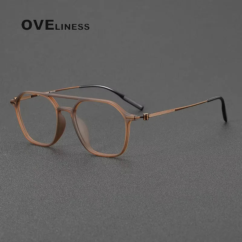 Oveliness Women's Full Rim Square Double Bridge Titanium Eyeglasses 398671