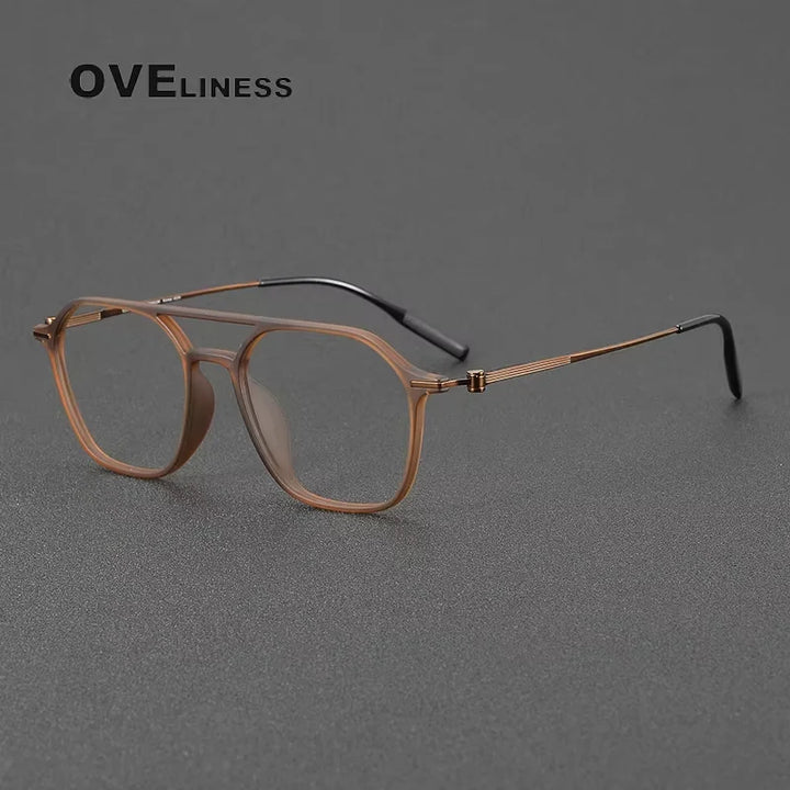 Oveliness Women's Full Rim Square Double Bridge Titanium Eyeglasses 398671