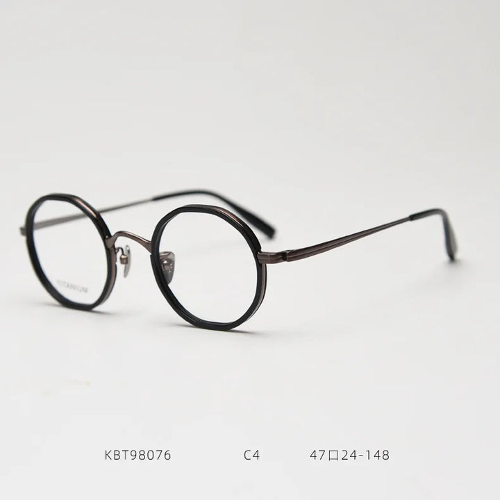 Xbora Women's Full Rim Polygon Round Acetate Titanium Eyeglasses 98076
